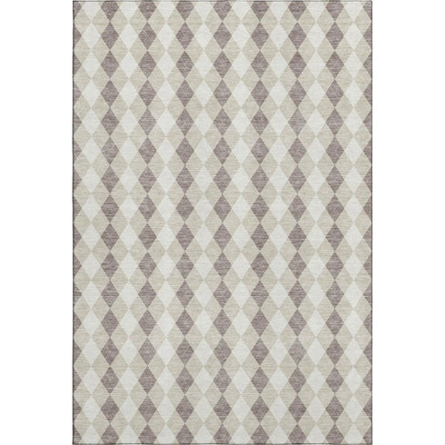 5' X 8' Beige Taupe And Ivory Geometric Washable Area Rug With UV Protection