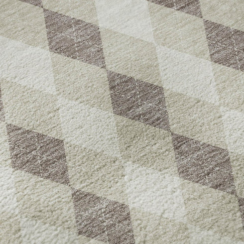 5' X 8' Beige Taupe And Ivory Geometric Washable Area Rug With UV Protection