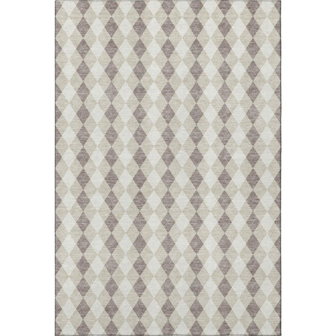 5' X 8' Beige Taupe And Ivory Geometric Washable Area Rug With UV Protection