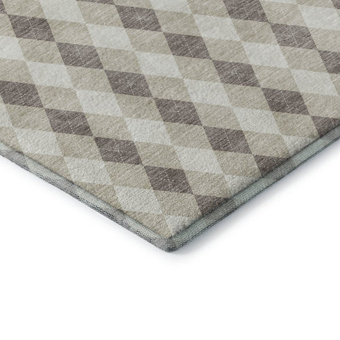 8' X 10' Beige Taupe And Ivory Geometric Washable Area Rug With UV Protection