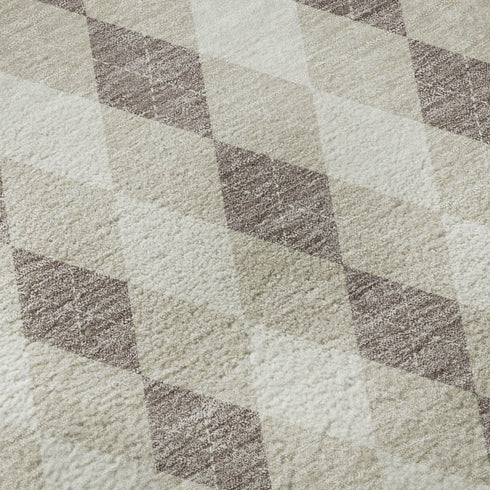 8' X 10' Beige Taupe And Ivory Geometric Washable Area Rug With UV Protection