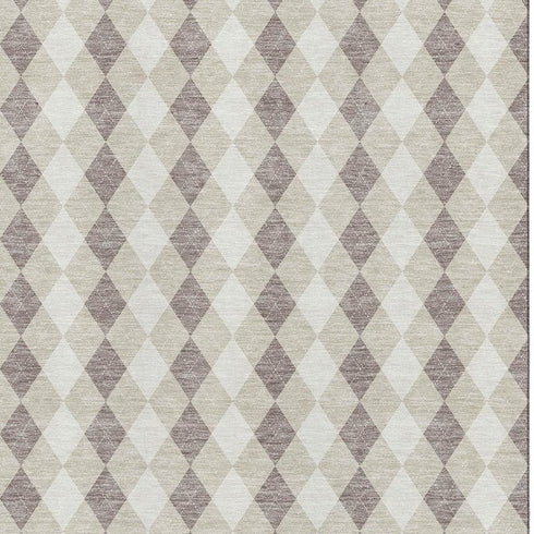 8' X 10' Beige Taupe And Ivory Geometric Washable Area Rug With UV Protection