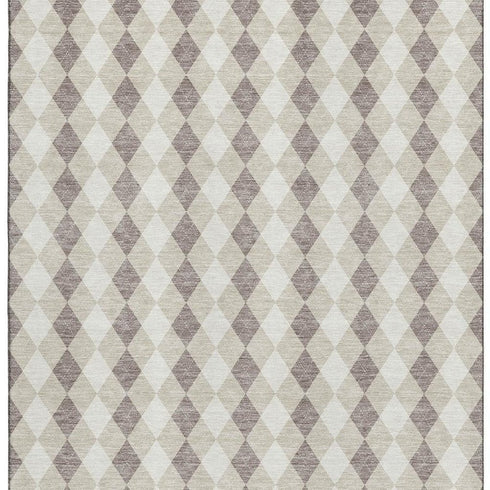 8' X 10' Beige Taupe And Ivory Geometric Washable Area Rug With UV Protection