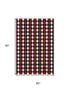 5' X 8' Black Red And White Geometric Washable Area Rug With UV Protection