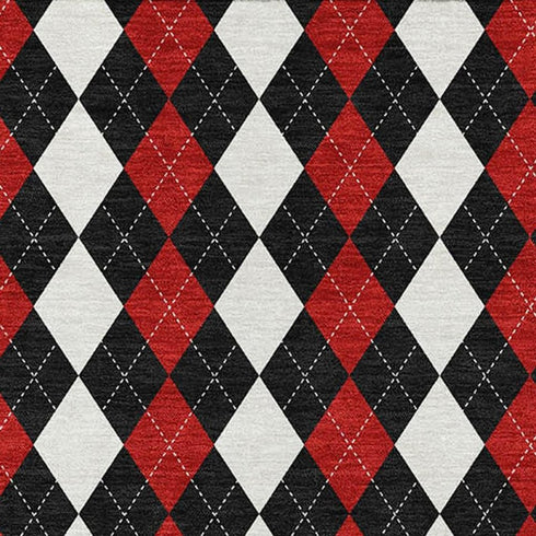 5' X 8' Black Red And White Geometric Washable Area Rug With UV Protection