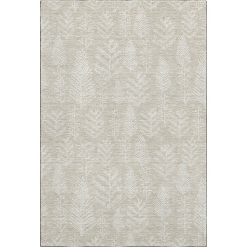 8' X 10' Beige And Ivory Floral Washable Area Rug With UV Protection