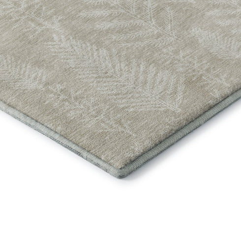 8' X 10' Beige And Ivory Floral Washable Area Rug With UV Protection