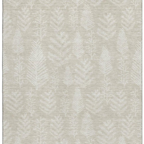 8' X 10' Beige And Ivory Floral Washable Area Rug With UV Protection