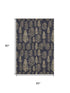 5' X 8' Black And Gold Floral Washable Area Rug With UV Protection