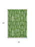 5' X 8' Green And Ivory Floral Washable Area Rug With UV Protection
