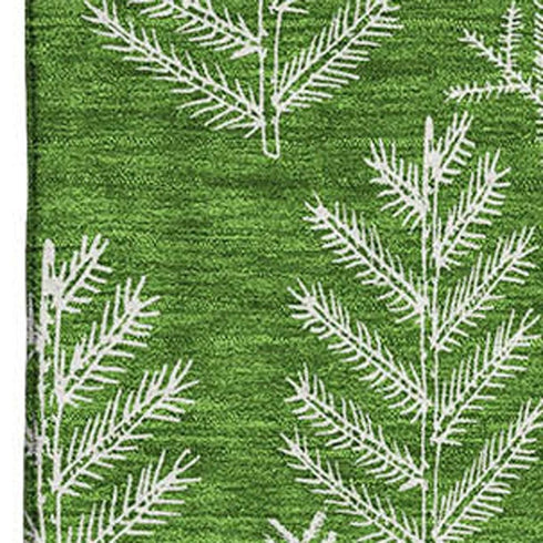 5' X 8' Green And Ivory Floral Washable Area Rug With UV Protection