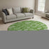8' Green And Ivory Floral Washable Round Rug With UV Protection