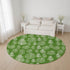 8' Green And Ivory Floral Washable Round Rug With UV Protection