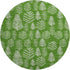 8' Green And Ivory Floral Washable Round Rug With UV Protection