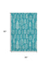 5' X 8' Teal And Ivory Floral Washable Area Rug With UV Protection