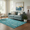 5' X 8' Teal And Ivory Floral Washable Area Rug With UV Protection
