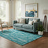 5' X 8' Teal And Ivory Floral Washable Area Rug With UV Protection
