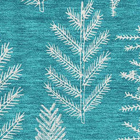 5' X 8' Teal And Ivory Floral Washable Area Rug With UV Protection
