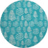 8' Teal And Ivory Floral Washable Round Rug With UV Protection