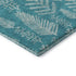 8' Teal And Ivory Floral Washable Round Rug With UV Protection
