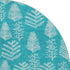 8' Teal And Ivory Floral Washable Round Rug With UV Protection