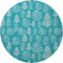 8' Teal And Ivory Floral Washable Round Rug With UV Protection