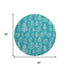 8' Teal And Ivory Floral Washable Round Rug With UV Protection