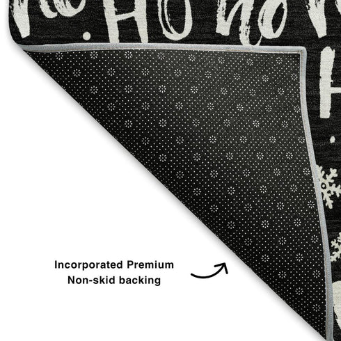 5' X 8' Black And Ivory Abstract Geometric Washable Area Rug With UV Protection