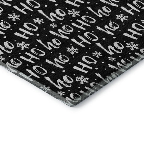 5' X 8' Black And Ivory Abstract Geometric Washable Area Rug With UV Protection