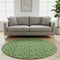 8' Green And Ivory Abstract Geometric Washable Round Rug With UV Protection