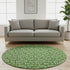 8' Green And Ivory Abstract Geometric Washable Round Rug With UV Protection