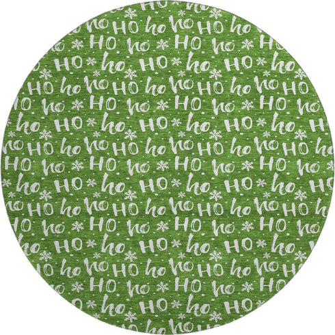 8' Green And Ivory Abstract Geometric Washable Round Rug With UV Protection