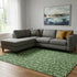 8' X 10' Green And Ivory Abstract Geometric Washable Area Rug With UV Protection