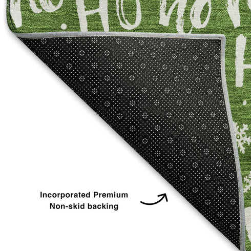 8' X 10' Green And Ivory Abstract Geometric Washable Area Rug With UV Protection
