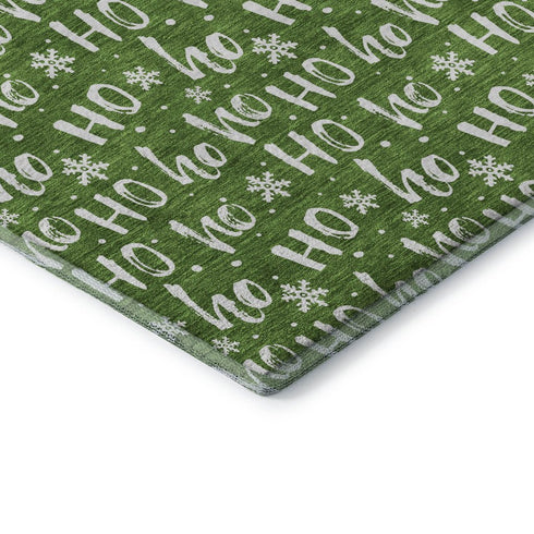 8' X 10' Green And Ivory Abstract Geometric Washable Area Rug With UV Protection
