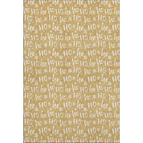 5' X 8' Gold And Ivory Abstract Geometric Washable Area Rug With UV Protection