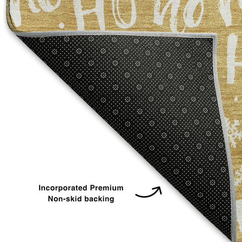 5' X 8' Gold And Ivory Abstract Geometric Washable Area Rug With UV Protection