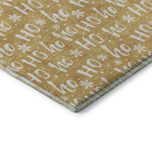 5' X 8' Gold And Ivory Abstract Geometric Washable Area Rug With UV Protection