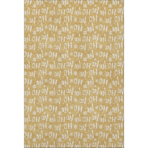 5' X 8' Gold And Ivory Abstract Geometric Washable Area Rug With UV Protection