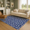 8' X 10' Navy Blue And Ivory Abstract Geometric Washable Area Rug With UV Protection