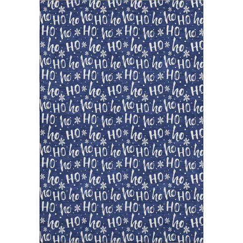 8' X 10' Navy Blue And Ivory Abstract Geometric Washable Area Rug With UV Protection
