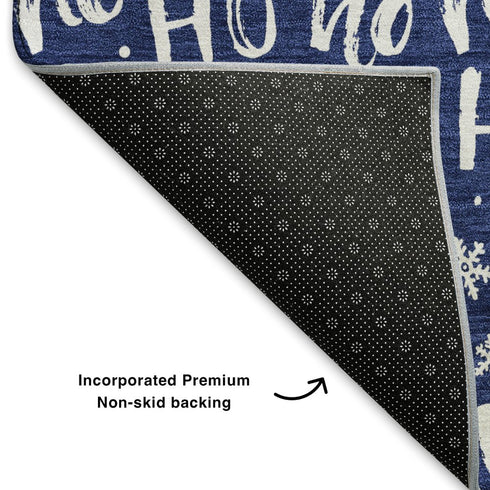 8' X 10' Navy Blue And Ivory Abstract Geometric Washable Area Rug With UV Protection