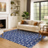 8' X 10' Navy Blue And Ivory Abstract Geometric Washable Area Rug With UV Protection