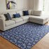 8' X 10' Navy Blue And Ivory Abstract Geometric Washable Area Rug With UV Protection