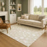 8' X 10' Beige And Ivory Abstract Geometric Washable Area Rug With UV Protection