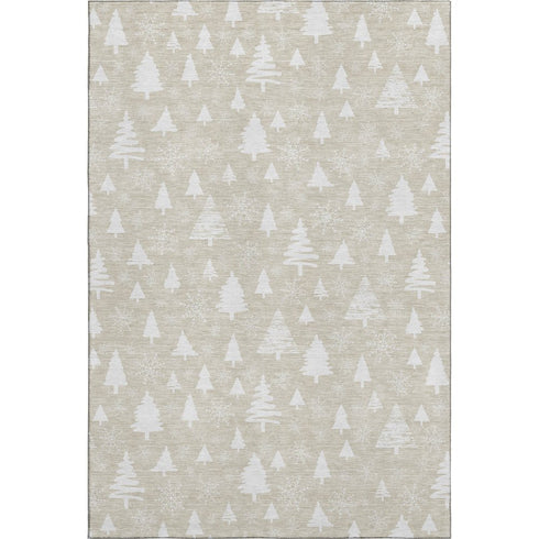8' X 10' Beige And Ivory Abstract Geometric Washable Area Rug With UV Protection