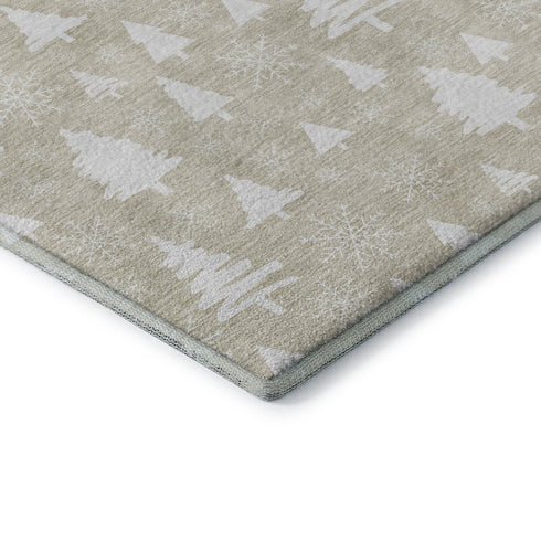 8' X 10' Beige And Ivory Abstract Geometric Washable Area Rug With UV Protection