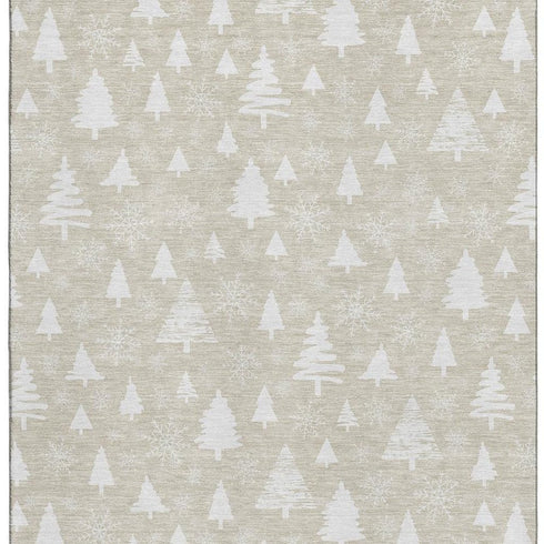 8' X 10' Beige And Ivory Abstract Geometric Washable Area Rug With UV Protection