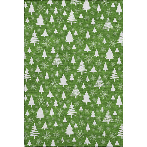 5' X 8' Emerald And Ivory Abstract Geometric Washable Area Rug With UV Protection
