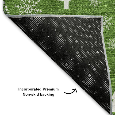 5' X 8' Emerald And Ivory Abstract Geometric Washable Area Rug With UV Protection